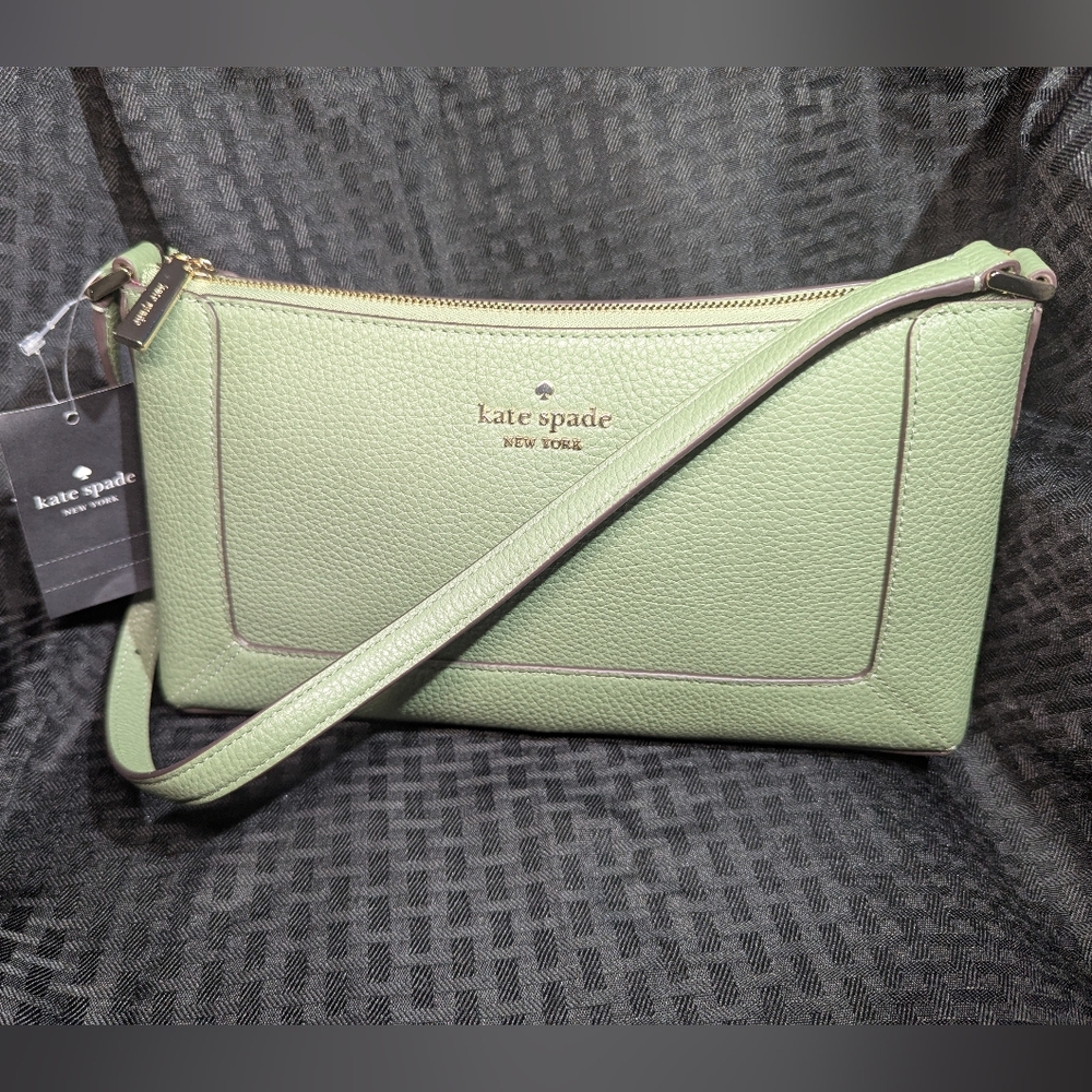 Romania Green Pebbled Leather Kate Spade Small Lena Shoulder Bag.